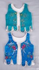 Two Handmade Vintage Child  s Velvet Vest Embelished Folk Art Polish