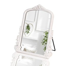 11.8" x 9.6" Small White Arched Vanity Mirror, Vintage Makeup Mirror Baroque ...