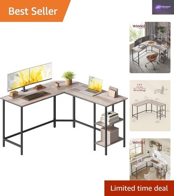 Stilvoller Greige & schwarzer L-förmiger Schreibtisch - perfekt für Home Office oder Gaming-Setup
