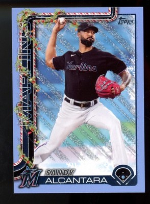 2025 Topps Holiday Sandy Alcantara Light Blue & White Glitter #H 144 Marlins