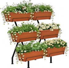 3 Tier Vertical Raised Garden Bed Standing Garden Planters w/6 Container Boxes