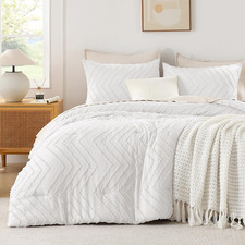 White Oversized King Comforter Set 120X98, Boho Oversize King Soft Warm Tufted B