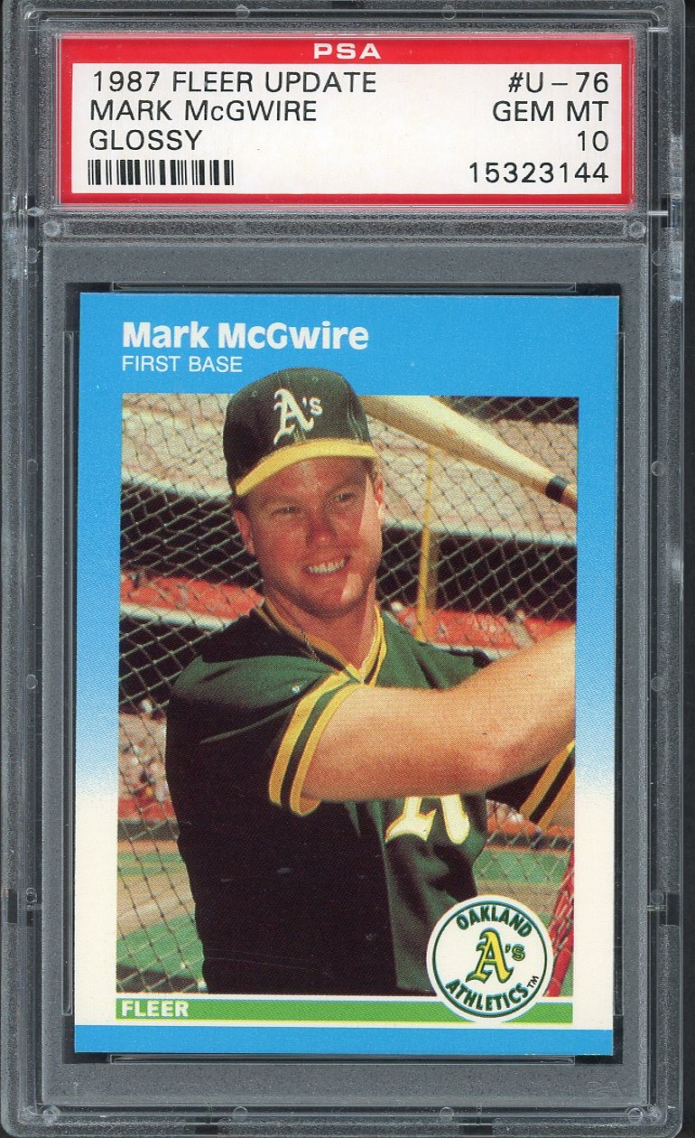 1987 FLEER UPDATE GLOSSY #U76 MARK MCGWIRE A'S PSA 10 GEM MINT 554649 (KYCARDS)
