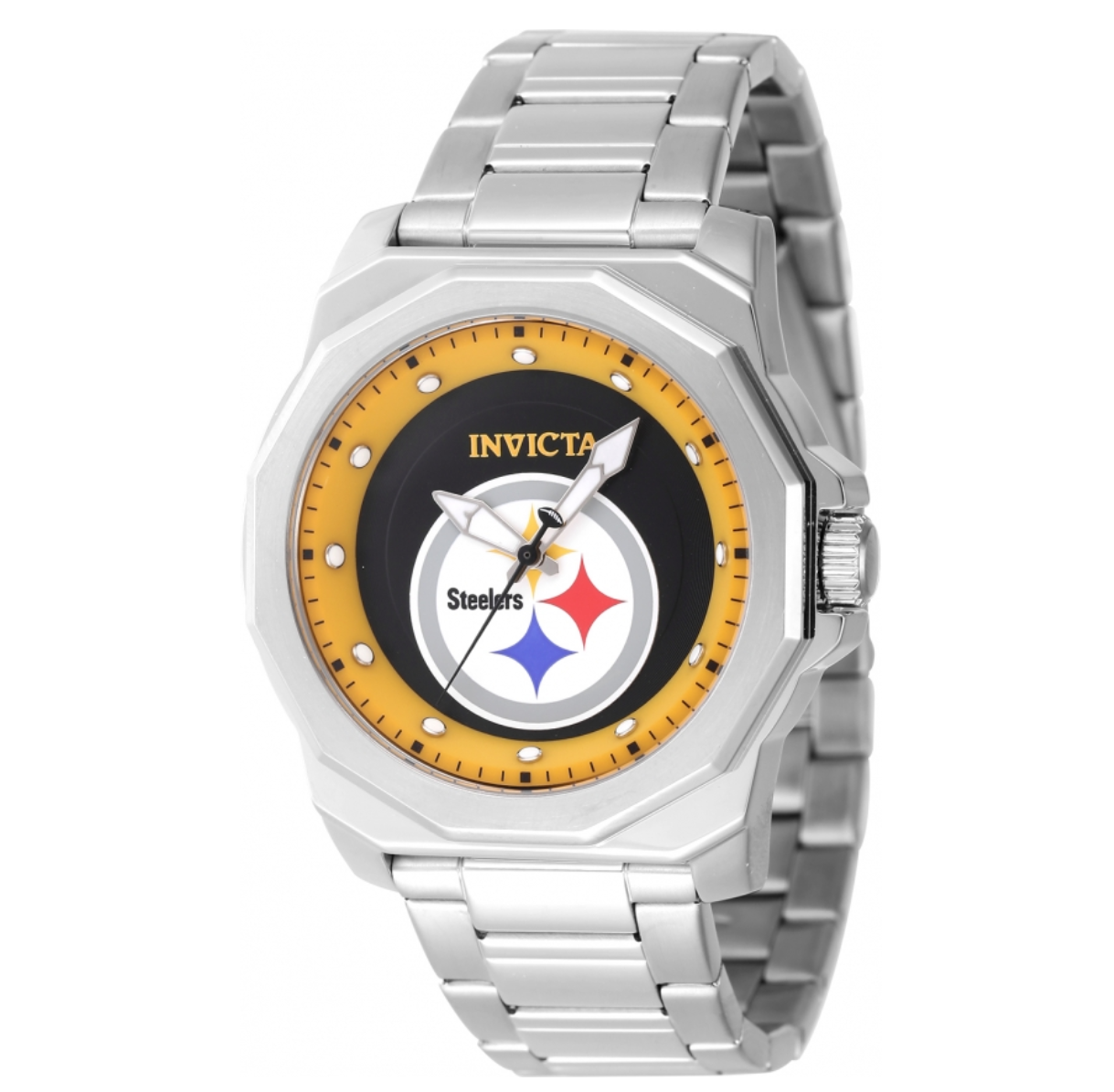 Invicta 42mm Stainless Steel Quartz Watch with Pittsburgh Steelers NFL Team Design