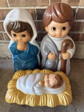 VTG Christmas Blow Mold  Kids Nativity General Foam Mary Joseph Jesus No Cord