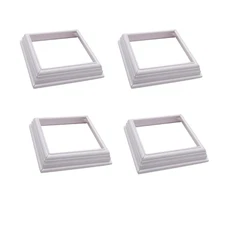 4 Pack 4 Inch Vinyl Post Skirt Fence Base Trim Two Piece White Post Sleeve Cap
