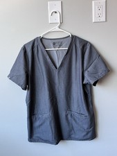 FIGS Technical Collection Women's Large Graphite Gray Casma 3-Pocket Scrub Top