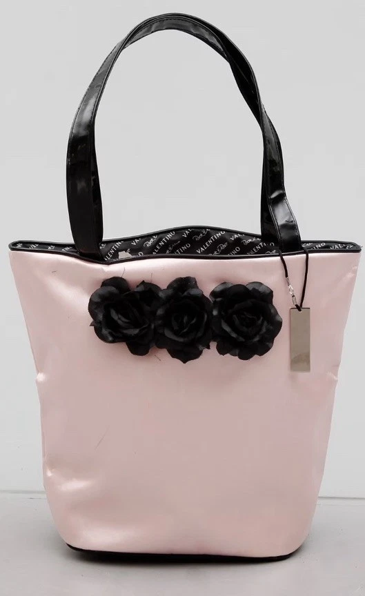 BORSA TOTE BAG Valentino Rock'n Rose tessuto raso rosa fodera morbida rara