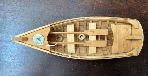 Miniature Wood Rowboat & Oars