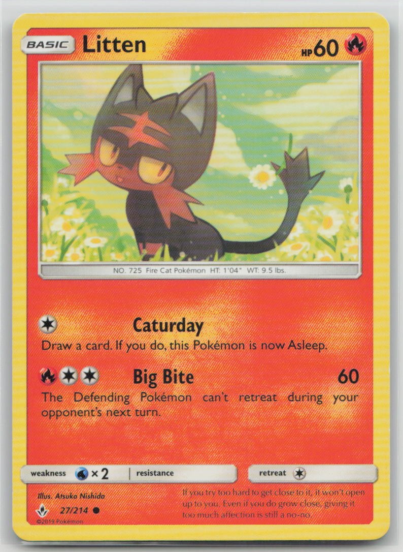 Litten 27/214 Common Unbroken Bonds Pokemon Lightly Played