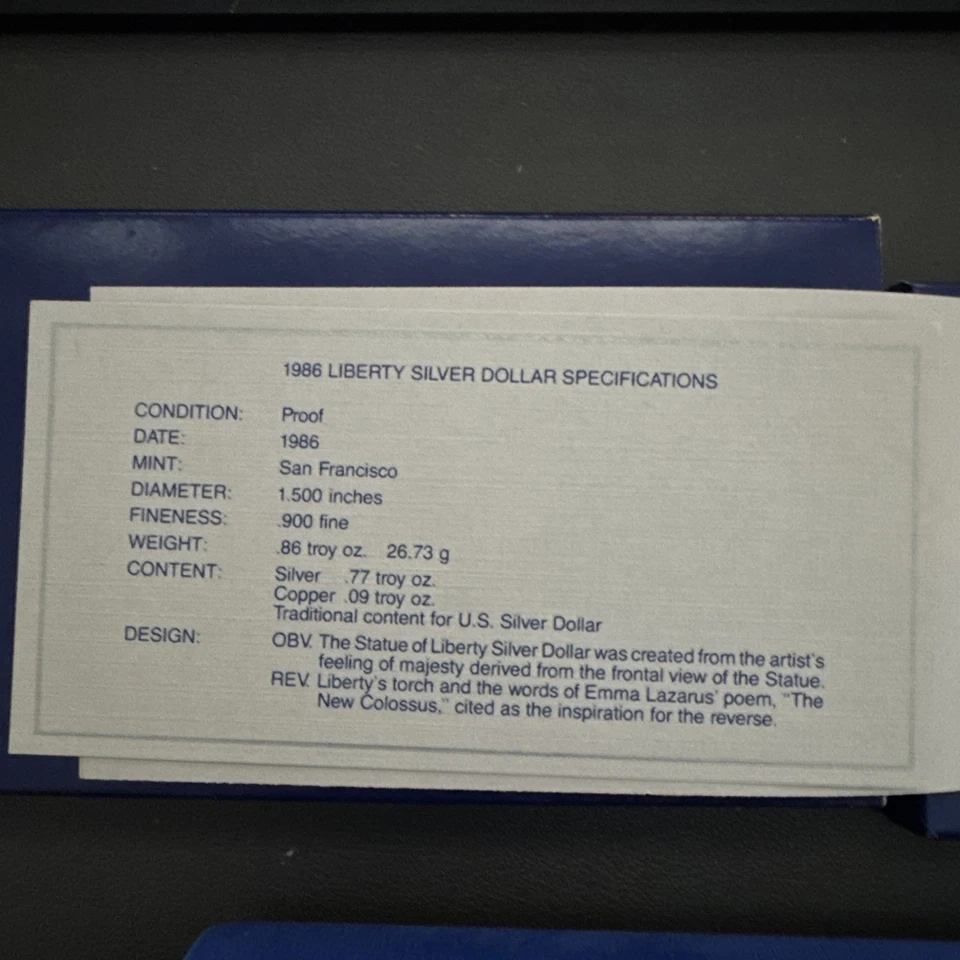 United States Liberty Coins 1886-1986 With Case MINT Condition - Image 3 of 4