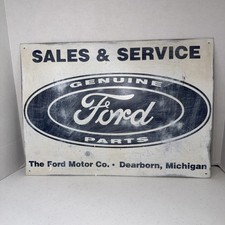 Vtg Ford Flathead Sales Service Parts Tin Tacker Sign Patina Repro 17 X 12 Usa