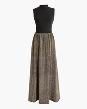 J CREW Black Gold Mockneck Mixed-Media Sparkle MIDI Dress Size XS NEW NWT