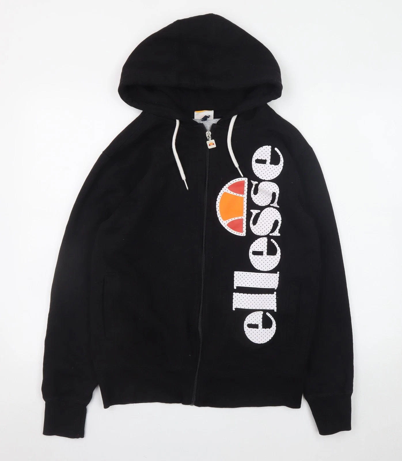 Ellesse Womens Black Full Zip Hoodie Medium Cotton Blend