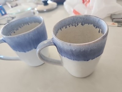 LUNA by Noble Excellence Blue Coffee Cups Hand Crafted No Chips Some Spoon Marks
