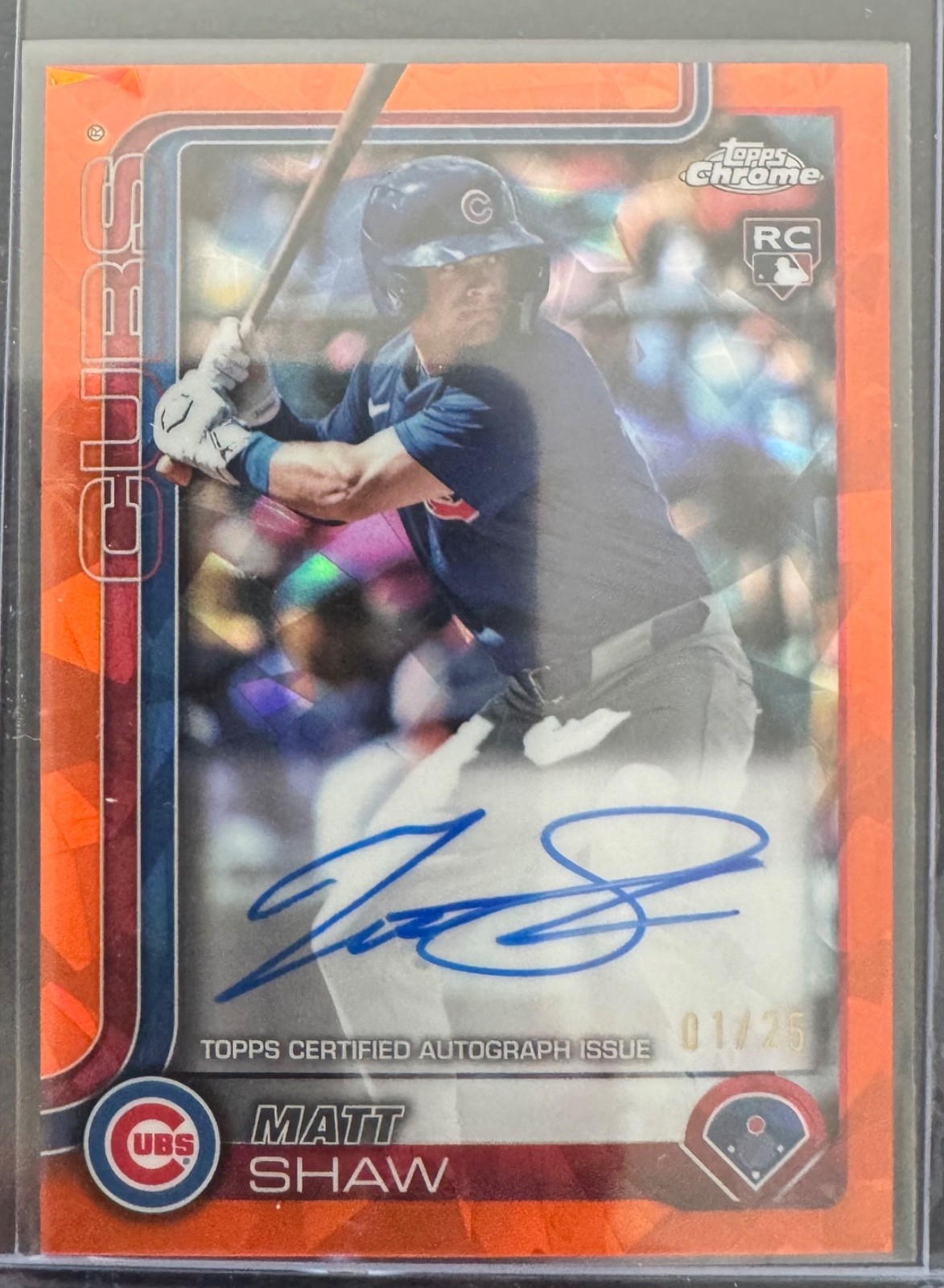 MATT SHAW 2025 TOPPS CHROME SAPPHIRE ROOKIE AUTO ORANGE /25