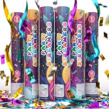 No Mess Streamer Confetti Cannon Party Poppers  6 Pack  Multicolor Streamers 