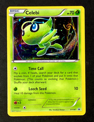 2017 Pokemon CELEBI Black Star Promo COSMOS HOLO Card XY187 Rare HD GALAXY SWIRL