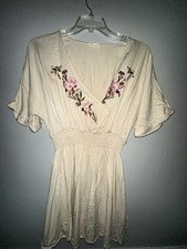 Blushing Heart Large Embroidered Smocked Waist Dress Boho Chic Hippie Festival