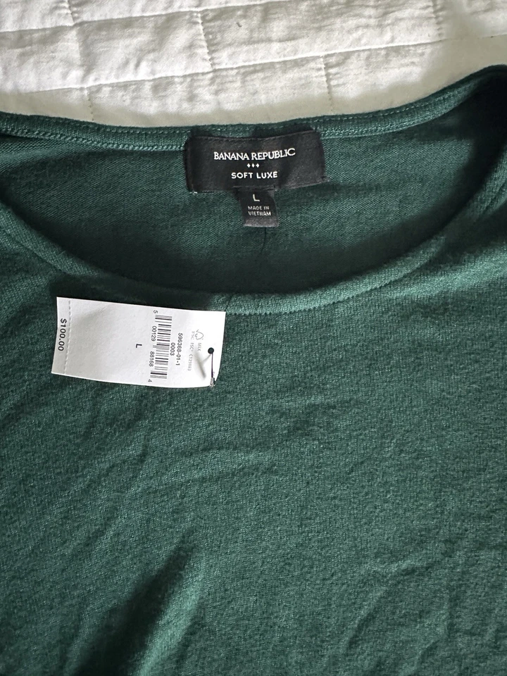 Vestido Banana Republic Verde Suave Lujo Talla Grande Manga Larga Nuevo con Etiquetas Abertura Lateral Foto 2 de 4