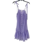 Aerie Women's Purple Swiss Dot Button-Front Mini Dress Size Small