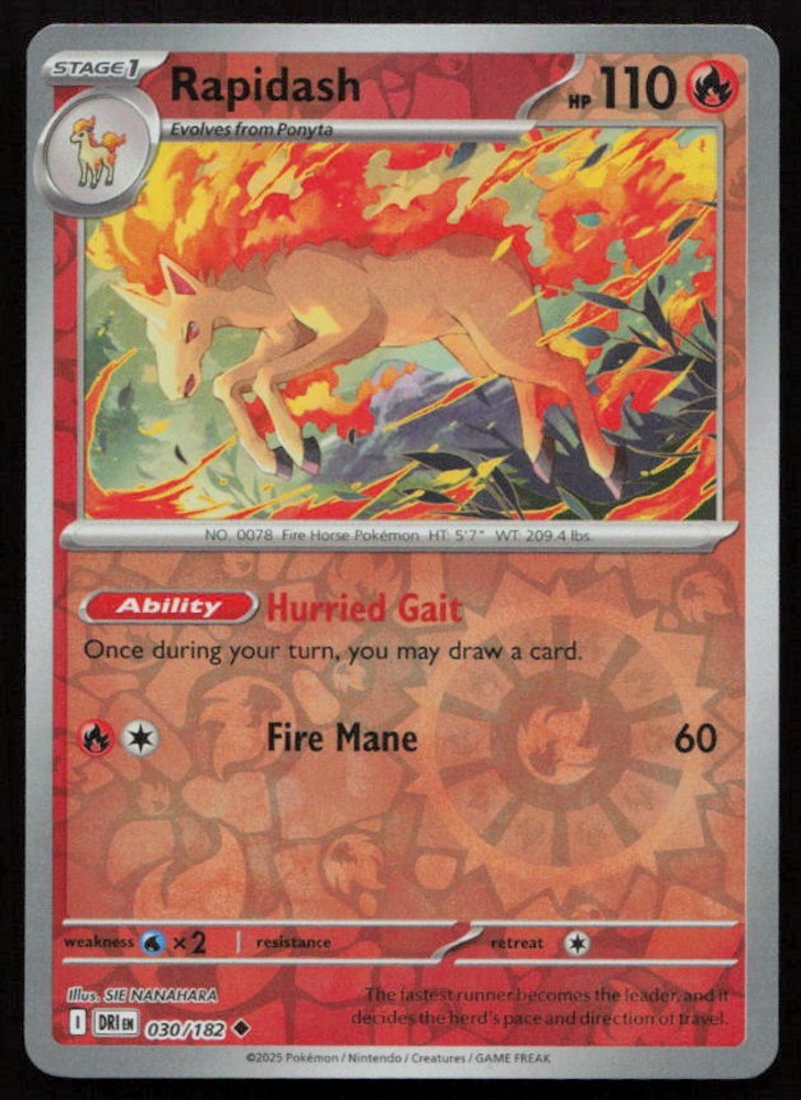 Rapidash 030/182 - Destined Rivals Reverse Holofoil NM