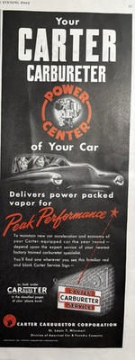 1948 Carter Carbureter Power Center Service Automobile Performance VTG Print Ad