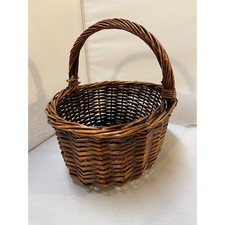 Wicker Basket Home Decor OS Dark Brown Woven Oval Gathering Basket Farmhouse