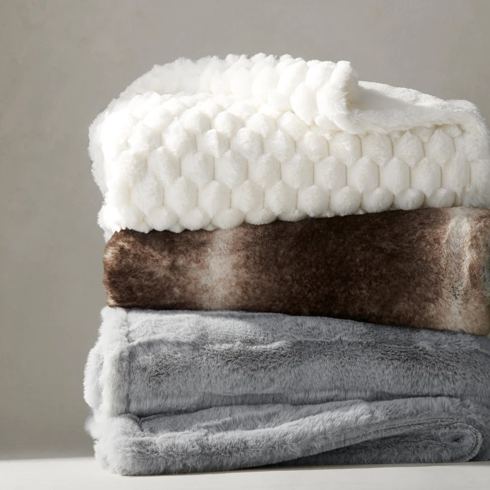 Luxury Faux Fur Blanket - Ultra Soft, Plush & Fluffy Rabbit Tail Throw in Gif... - Image 3 of 4