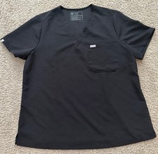 FIGS Catarina Technical Collection Scrub Top Black V-Neck Uniform Women's XXL