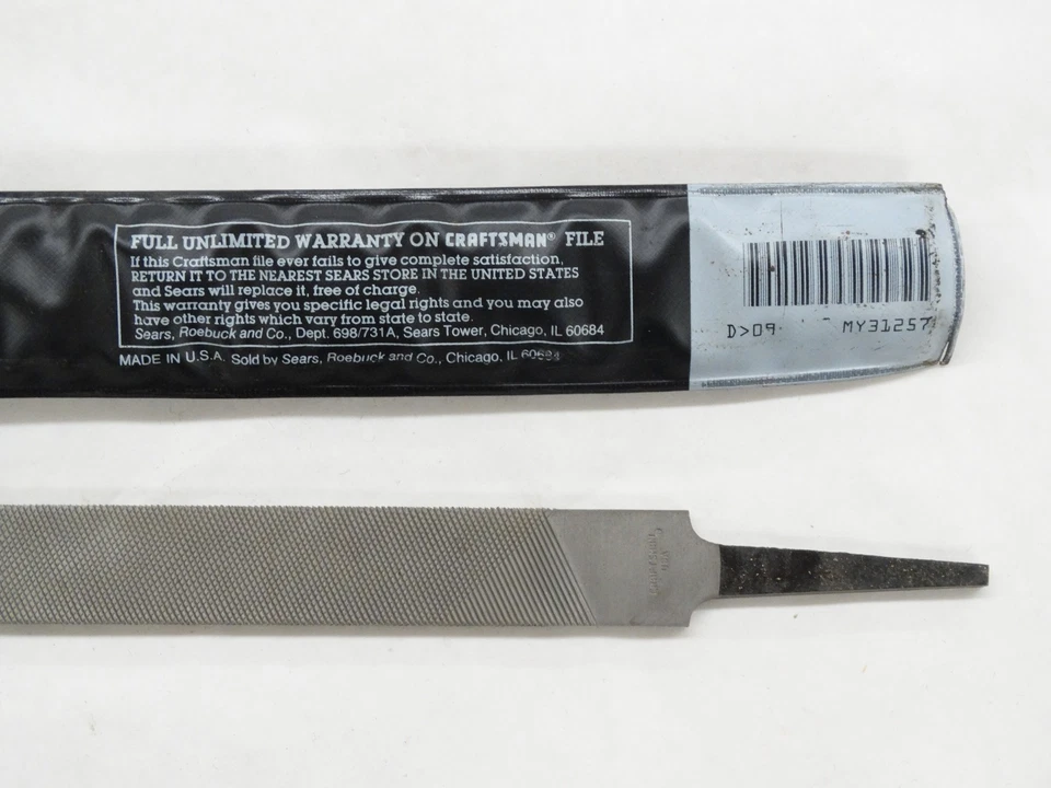 NOS Craftsman # 931257 10 Inch Flat Bastard Cut File with Cover - Image 3 of 3