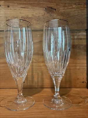 Mikasa Artic Lights Crystal Ice Tea Water  Goblets 8.5  Tall Platinum Set Of 2