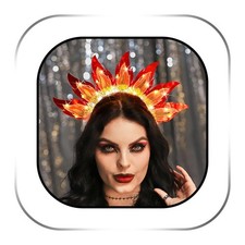 Light Up Halloween Headband Led Sun Headband Glowing Flame Headpiece Fire Hai...