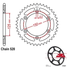 JT Sprockets Steel Rear Sprocket 520 Pitch 52 Tooth Husaberg FE250 (2013-2014)