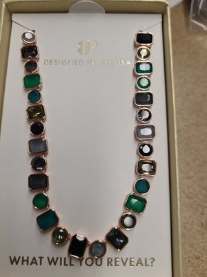 Bomb Party Sugared Bliss Necklace Moss & Marble Rose Gold  NK91317