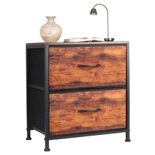 Nightstand End Table Side Table with 2 Fabric Drawers Bedside Table for Bedroom