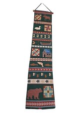 Cabin Tapestry Wall Hanging 39" X 8.5" Fishing Cabin Lodge Bears Ducks