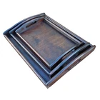 WOODEN TRAYS, SET OF 3 DIFFERENT SIZE DARK BROWN