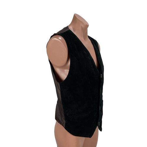 Wilsons Leather Vest Men's Large Black Suede Button Up Adjustable Vintage 90s - Picture 4 of 9