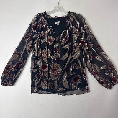 Cupio top sz L Burnout  Velvet Red Black Bell Sleeve sheer Whimsygoth Gypsy