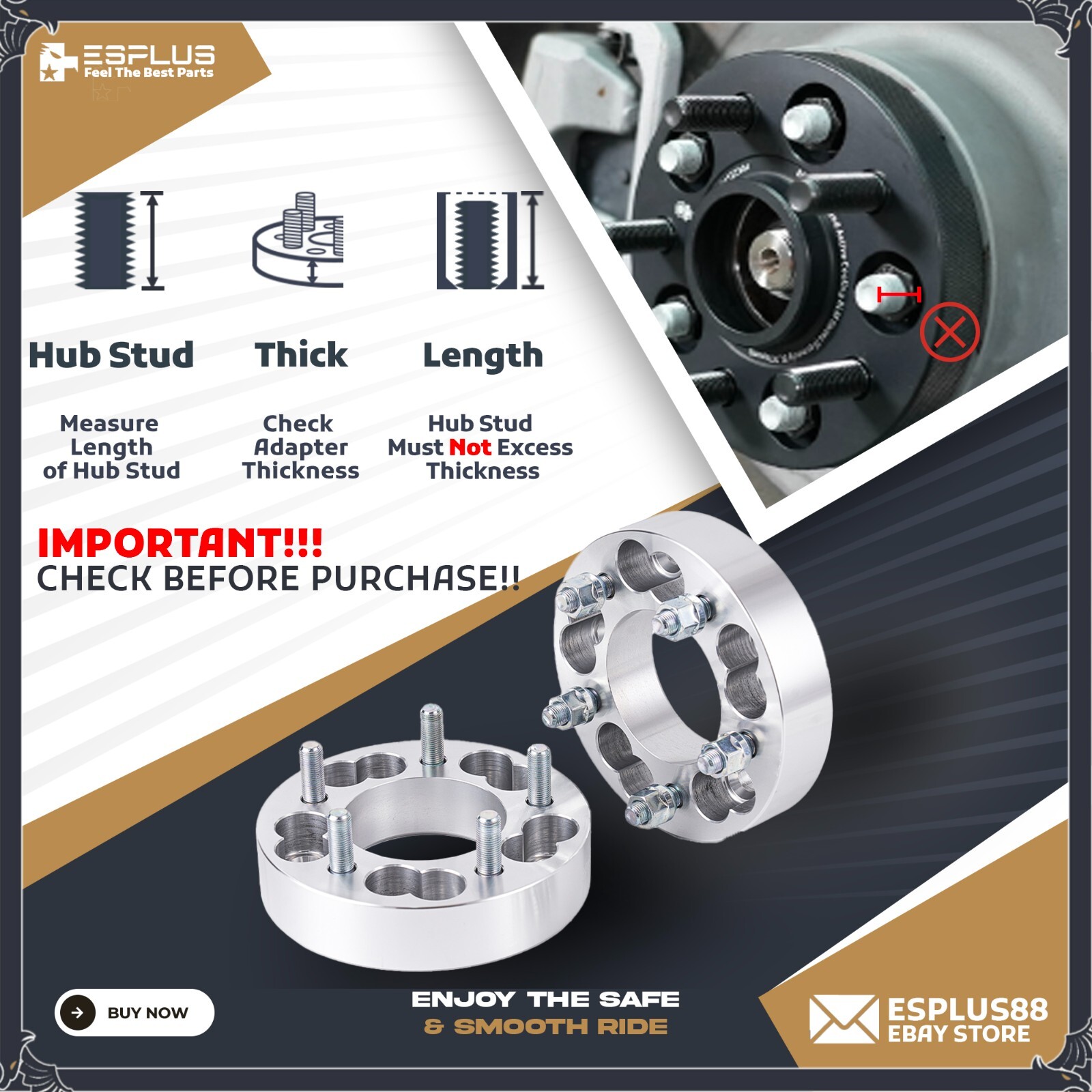 4x 1.25" Bentley 5x112 Hub to 5x4.5" Adapter Fit 03-24Continental/FlyingSpur