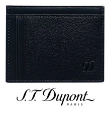 S.T. Dupont 093004B Outlet SLG Grained Blue Leather Men Credit Card Holder 0188