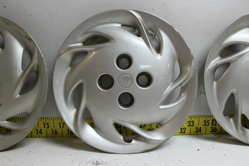 Used OEM Ford 14" Hub Caps Wheel Covers F8K61130BA 1997-99 Mercury Tracer (3382) - Image 3 of 4