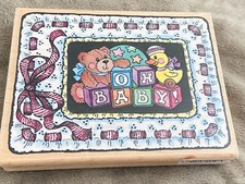 Stampendous Large Rubber Stamp  Oh Baby Eyelet Baby Frame  New