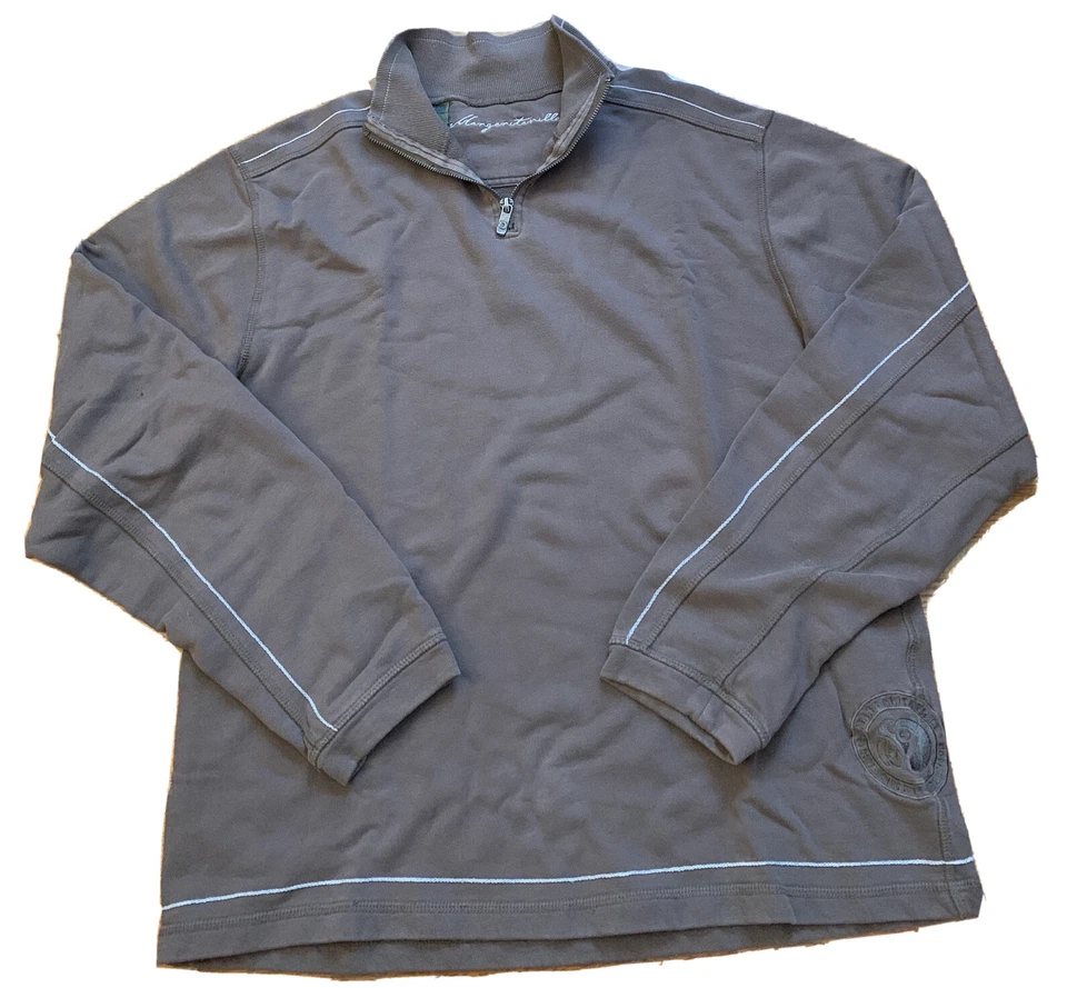 Margaretville Hombres Pullover 1/4 Cremallera Ligero Sudadera Playa Marrón Mediano Foto 3 de 4