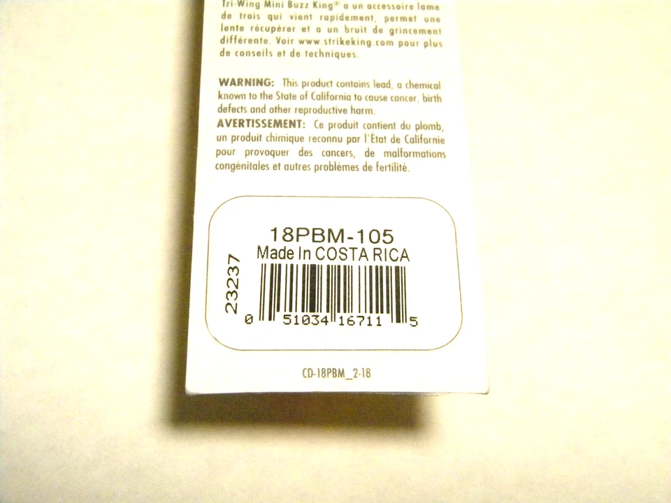 Strike King 迷你 Pro-Buzz Topwater Buzz Bait 18PBM-105 Fire Tiger 鲈鱼 — 第 2/2 张图片