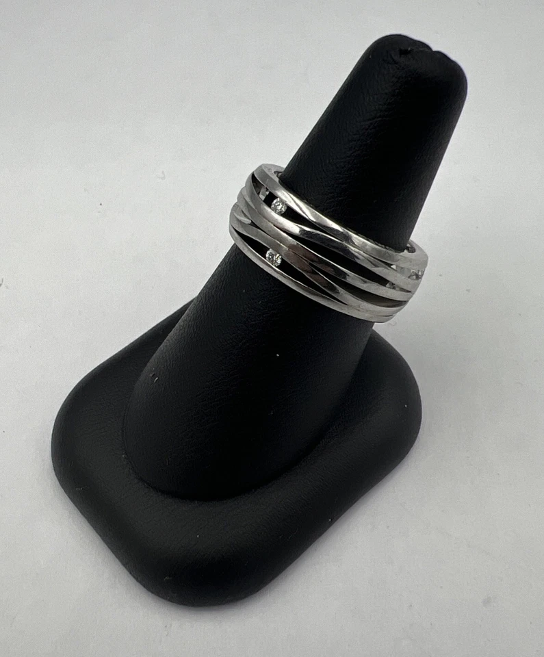 • Banda Omega de diamantes de eternidad Ladymatic de oro blanco de 18k talla 7,5 Foto 2 de 4