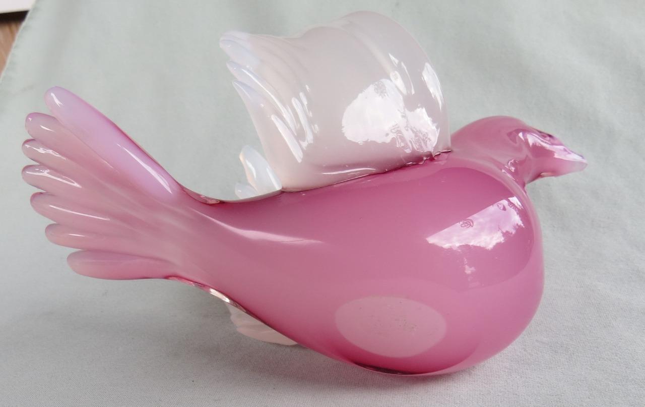 VINTAGE MURANO PINK & WHITE ALABASTRO ART GLASS BIRD eBay