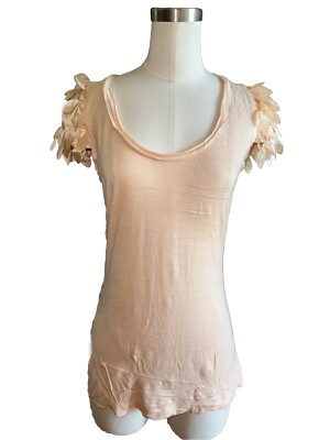 Kardashian Kollection Women's Flutter Sleeve Leaf Knit T Shirt Size