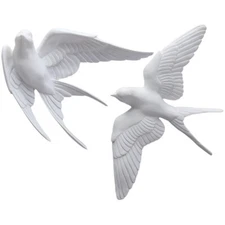 2 Pcs Bird Wall Decor Dove Decoration Pendant Swallow Adornment White